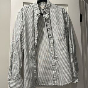 J. Crew Mens Shirt Large (Short) Stripe Button Up Long Sleeve Slim Fit Co…